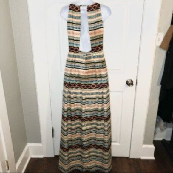 MM Couture Tribal Backless Cutout Maxi Dress Yellow XS - Picture 6 of 11